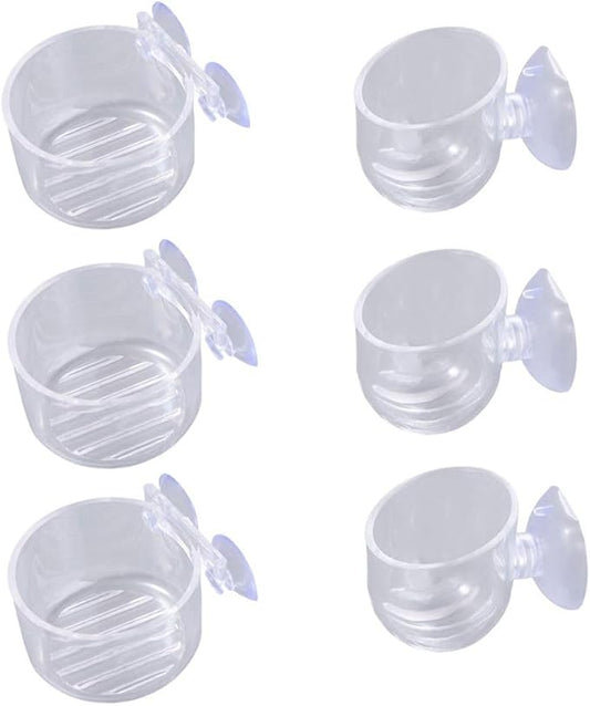 Fish Tank Plant Cup 6PCS Aquarium Growing Cups Acrylic Waterweed Cup Aquarium Decoration Plant Cup Pot with Suction Holder Mini Gardening Vase Feeder