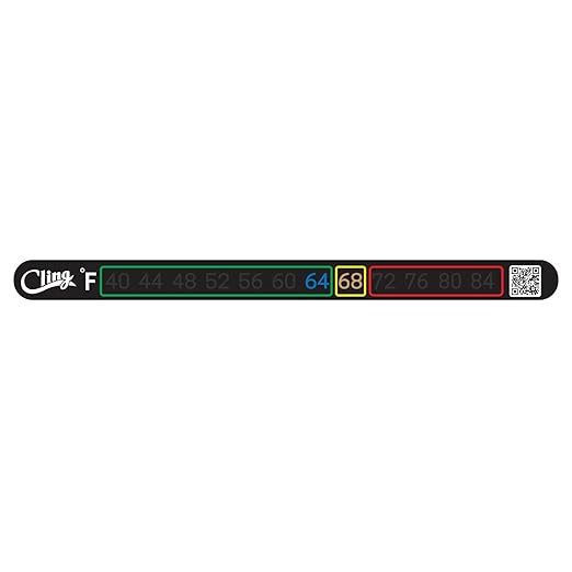 Temperature Tape - Stick on Fly Fishing Thermometer for Flat Surfaces - Highlight Safe and Unsafe temperatures for Trout with Color Coded Boxes (Fahrenheit)