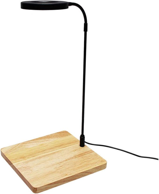Full Spectrum LED Light with Bamboo Board Nano Fish Tank Light USB Powered 360 Degree Bettas Fish Tank Lights for Plant Growth(Size:S/17x18.5cm)