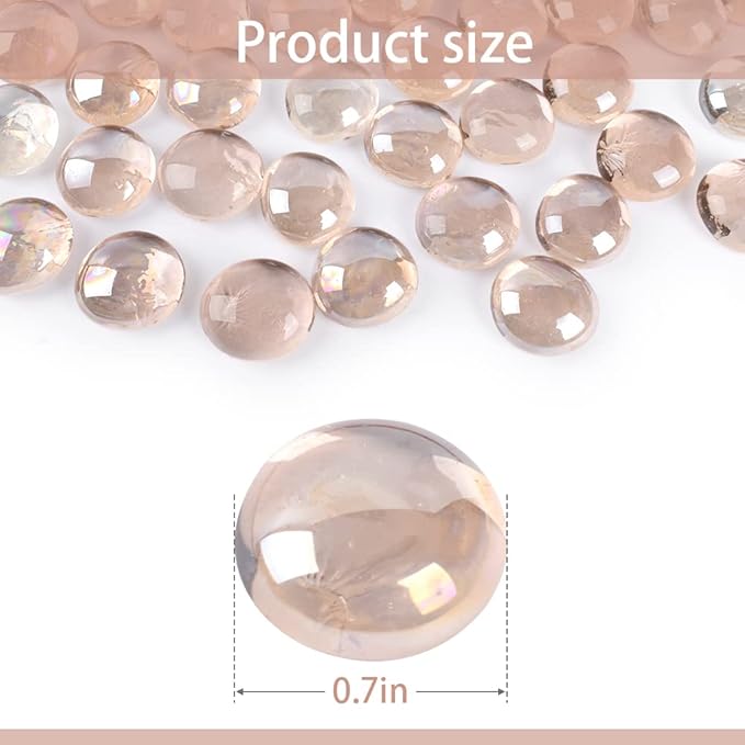 Flat Glass Marbles 1lb, 100PCS Pink Flat Gems Glass Beads for Vase Filler Garden Aquarium Tank Pebbles Table Floral Decoration