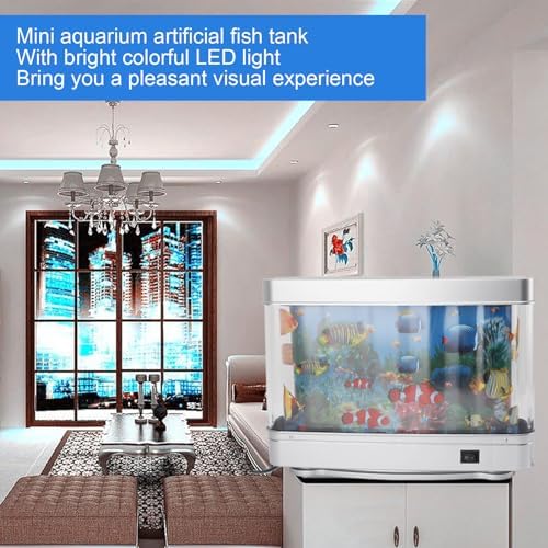 Aquarium Mood Night Light with LED Lights and Moving Background, Fake Artificial Aquarium Decorative Lamp, Mock Fish Lamp for Desk, Living Room