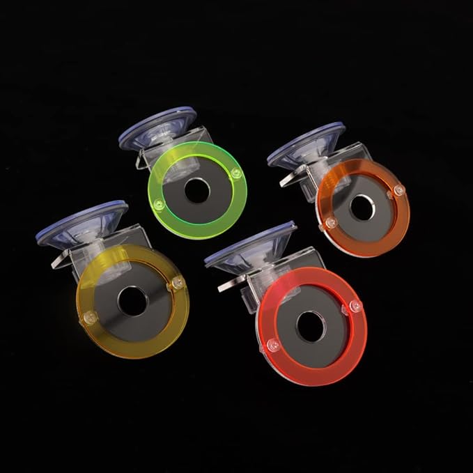 kcrygogo Coral Frag Holder Acrylic Coral Rack with Powerful Suction Cup Suitable for Household Fish Tanks (4pcs Fluorescent Four-Color Single-Hole Acrylic Stand)