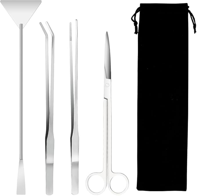 Gutsdoor Aquascape Tools Aquarium Kit, 4PCS Long Aquascaping Tools Stainless Steel Aquatic Plants Set for Fish Tank, Aquarium Plant Trimming