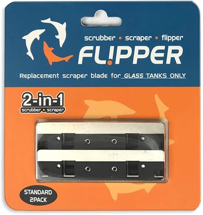 Flipper Cleaner Float - 2-in-1 Floating Magnetic Aquarium Glass Cleaner- Scrubber & Scraper Aquarium Cleaning Tools & Standard Aquarium Scraper Replacement Blades