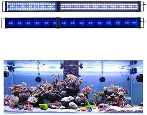 LED Aquarium Light 60-72 Inch Foldable Adjustable Fish Tank Light Hood Lamp for Freshwater Saltwater Marine Blue and White Decorations Light 5-6ft 150cm - 180cm
