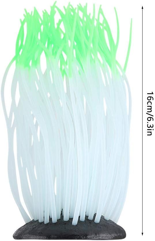 Pssopp Simulation Silicone Luminous Sea Anemone Ornament Artificial Plant Simulation Sea Anemone for Aquarium Fish Decoration with Suction Cup(Green)
