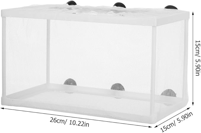 Toddmomy Fish Net Big Size Fry Hatchery Incubator with Suction Cups for Aquarium Fish Nursery Tank Polyester Mesh 10.23X5.90X5.90In
