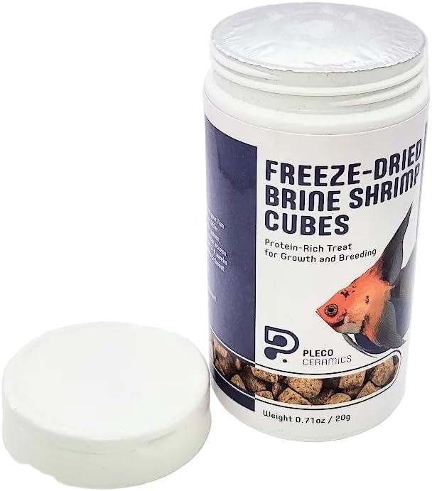 Plecoceramics Freeze-Dried Brine Shrimp Cubes Protein-Rich Fish Food for Tropical & Aquarium Fish – Conditioning Feed for Growth, Color Enhancement & Breeding (0.7 oz / 20 g)