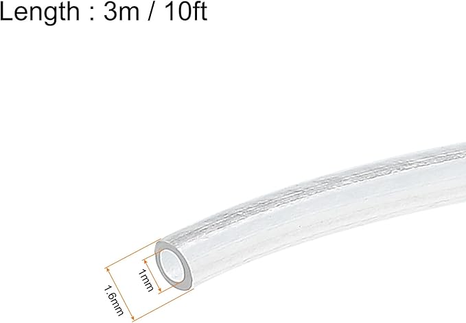 Clear Plastic PVC Tubing Flexible Vinyl Tube, [for Garden Irrigation Water Hose, Fish Tank, Aquarium] - 1mmx1.6mm/10ft(3meter)