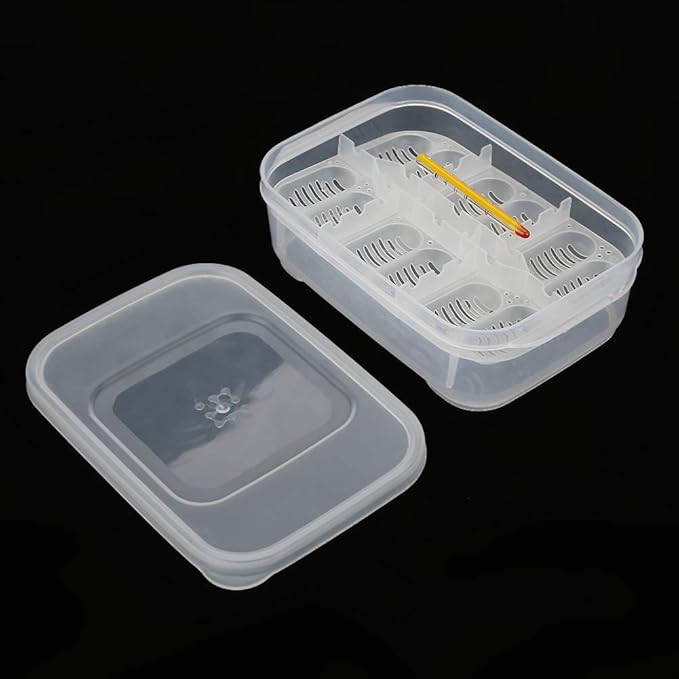TOPINCN 12 Slots Reptile Egg Breeding Hatchery Box Reptile Egg Incubator Hatcher Hatching Box Reptile Incubation Egg Tray for Lizard Snake with Thermometer