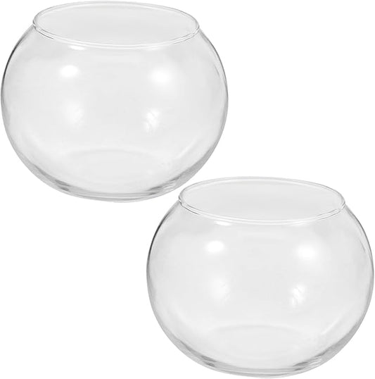 POPETPOP 2pcs Round Glass Terrarium Container Landscape Bottle for Moss Decor for Home Office Garden and Patio Decoration Creative Plant Display