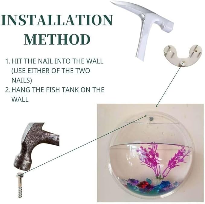 Creative Acrylic Hanging Wall Mounted Fish Tank, Hanging Bowl for Water Plants, Wall Fish Bubble Tank, Hydroponic Air Plant Flower Pot, Mini Aquarium Planter, Home Decor, Fake Plants Nail Stone Etc
