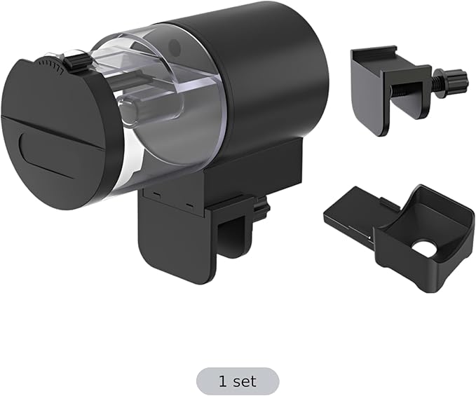 Automatic Fish Feeder for Aquarium, Smart Black Plastic Auto Dispenser with 7-Gear Precision Timer, Moisture-Proof, 100 ml Capacity, 4.7 x 2.4 x 3.0 in for Fish & Turtles