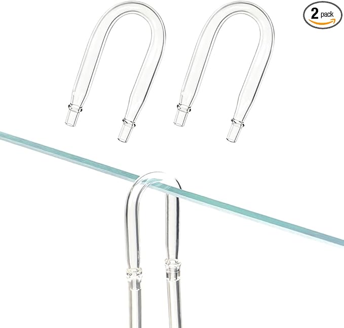 LINLAN 2-Piece Aquarium Glass U-Tube Connector, Anti-Kink Design,for 5/16 inch (4mm) ID Air Hose,Fits Air Pumps & CO2 Diffusers，Accessory for Rimless Aquariums