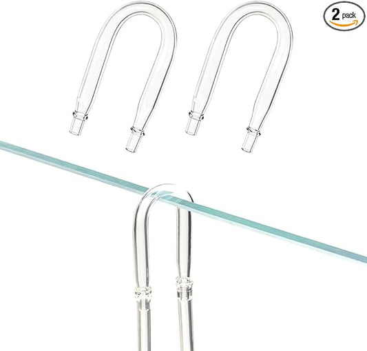 LINLAN 2-Piece Aquarium Glass U-Tube Connector, Anti-Kink Design,for 5/16 inch (4mm) ID Air Hose,Fits Air Pumps & CO2 Diffusers，Accessory for Rimless Aquariums