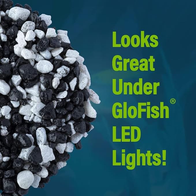 Glofish Aquarium Gravel, Black with White Fluorescent, 5-Pound Bag