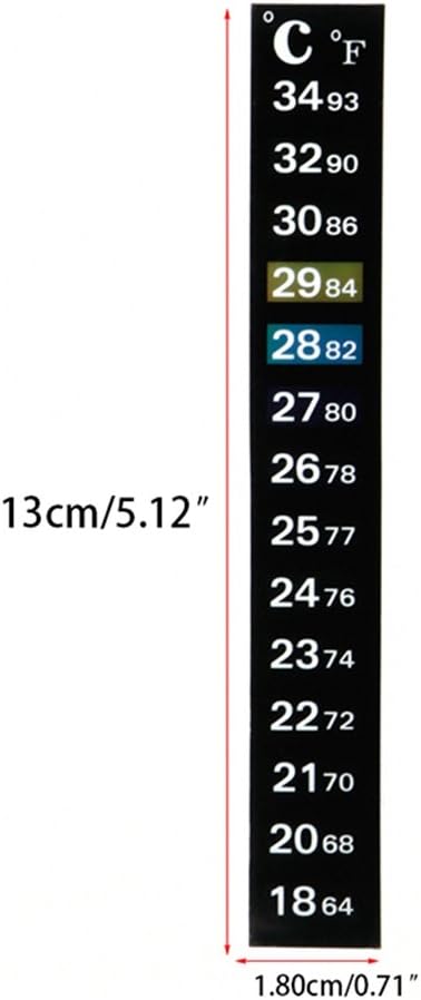 Aquarium Thermometer Strips Adhesive Sticker 64-93 Fish Tank Wine Jar 18C-34C Color-Changing Analog Display