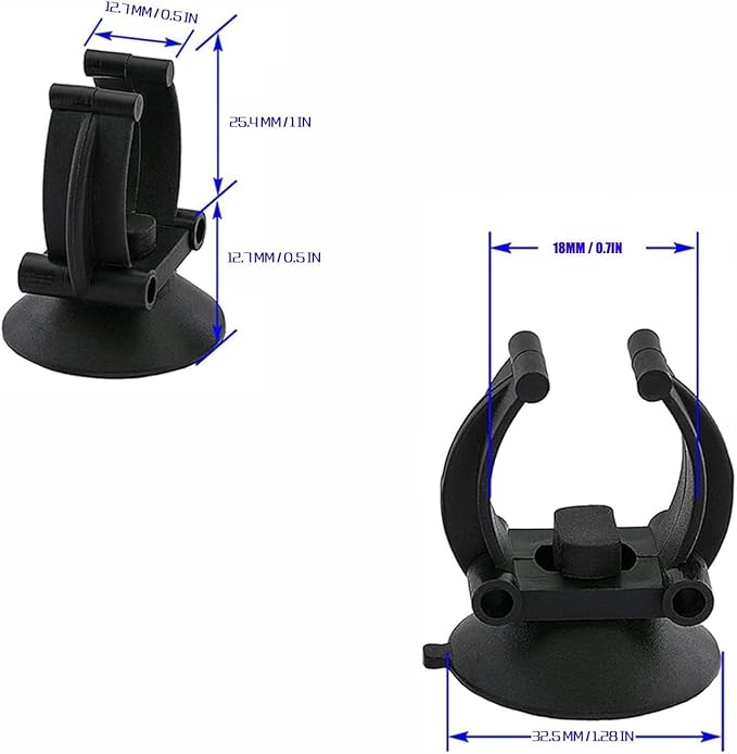 10Pcs Aquarium Suction Cup Clips, 18-22mm, Black, Universal Fish Tank Holders for Heaters, Pumps, Filters and Hood