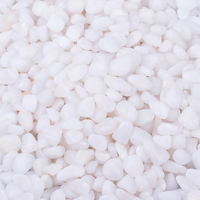 Natural Polished White Pebbles 3/8", No Dust Gravel Size Mini River Rocks Stone for Potted Plants, Succulents, Aquarium, Fairy Garden, Miniature Landscapes Decoration (5.9 LB, White)