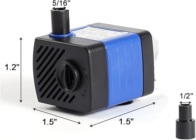 AQUANEAT Submersible Water Pump, 50GPH Fountain Pump, Small Water Pump, Aquarium Pump for Fish Tank, Outdoor Water Fountain, Hydroponics, Pond Filter Pump