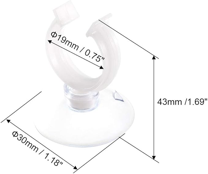 uxcell Aquarium Suction Cup Clips Airline Tube Holders Clamps for Fish Tank Clear 19mm 6Pcs