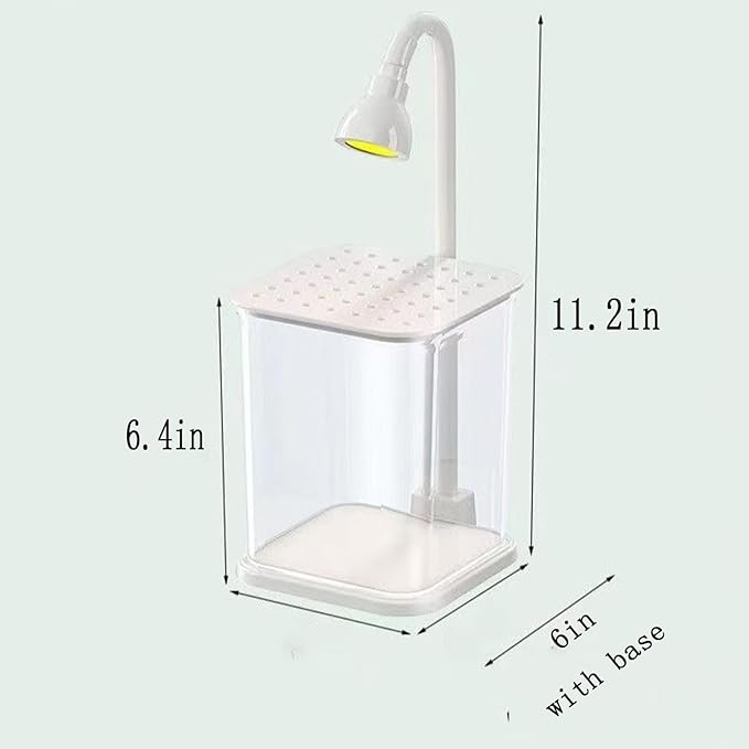 Betta Isolation & Breeding Starter Kit - 0.6Gallon Small Desktop Aquarium with LED Light, Heater, Clean Sponge, Plants, Luminous Stones, 6-in-1 Test Strips - for Betta Fish, Small Fish, Shrimp