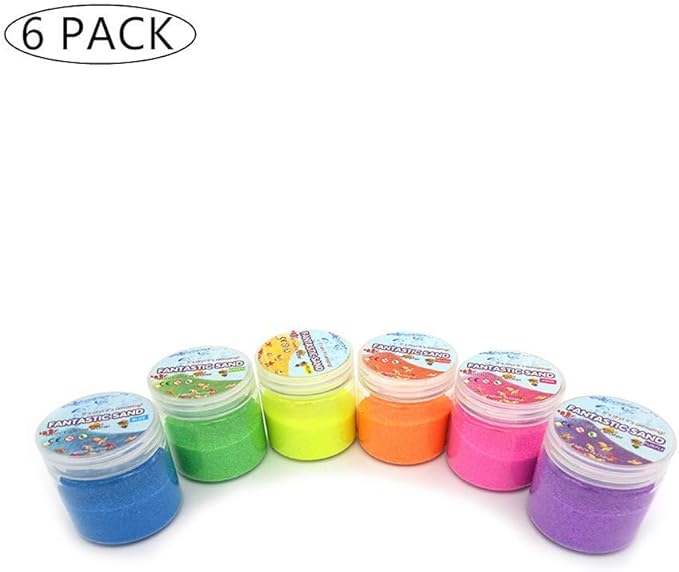 JULAN 6 Pack Magic Sand - Space & Colored Sand Toys for Kids & Adults - 6 Colors