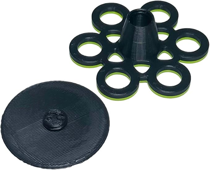 GlowRack UV Sand Frag Rack – Reef-Safe Coral Propagation Holder | Holds 7 Standard ½” Frag Plugs | Low-Profile, Substrate Base | Glows Under Reef Lighting | Handmade Aquarium Decor (UV Yellow)