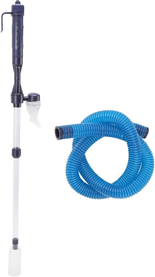 Aquarium Vacuum Cleaner Electric Siphon, Fish Tank Gravel Cleaner with Telescopic Conduit, Spiral Impeller Design for Easy Water Changing and Sand Washing, Powered by 2 C Batteries