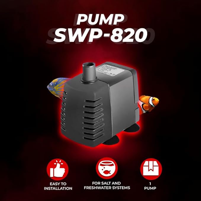 Aquatop MaxFlow Submersible Aquarium Pump 237 GPH – Adjustable Flow Rate for Fish Tanks, Sumps, Statuary, and Water Features, SWP-820