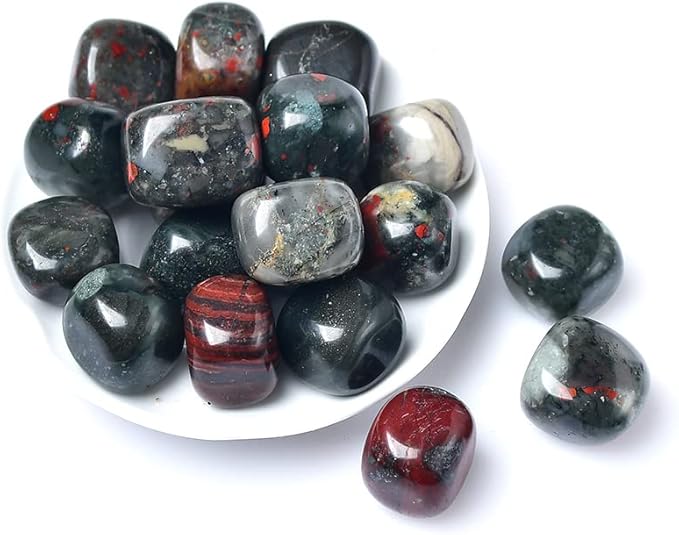 50g Natural Crystal Rolling Stone 27 Color Gravel Specimen Square Polished Stone Aquarium Fish Tank Home Decor,African Blood Stone,100g