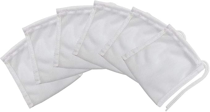 Fish Tank Small Sized Filter Bags, 6 Pack High Flow Bags 3 by 4 inches Aquarium Filter Media Mesh Bags with Nylon Drawstrings,White