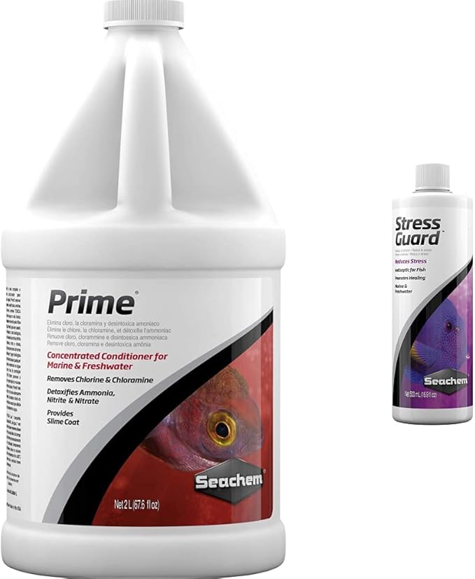 Seachem Prime and StressGuard Aquarium Water Conditioners (2 L + 500 ml)