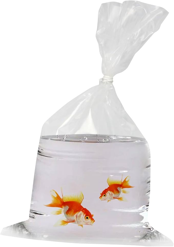 50 Pack Clear Live Fish Transport Bags, 14x8 Inches Aquarium Bags 3.15 Mil Extra Thickness Transporting Shipping Double Seal Containers for Small Live Fish Shrimp