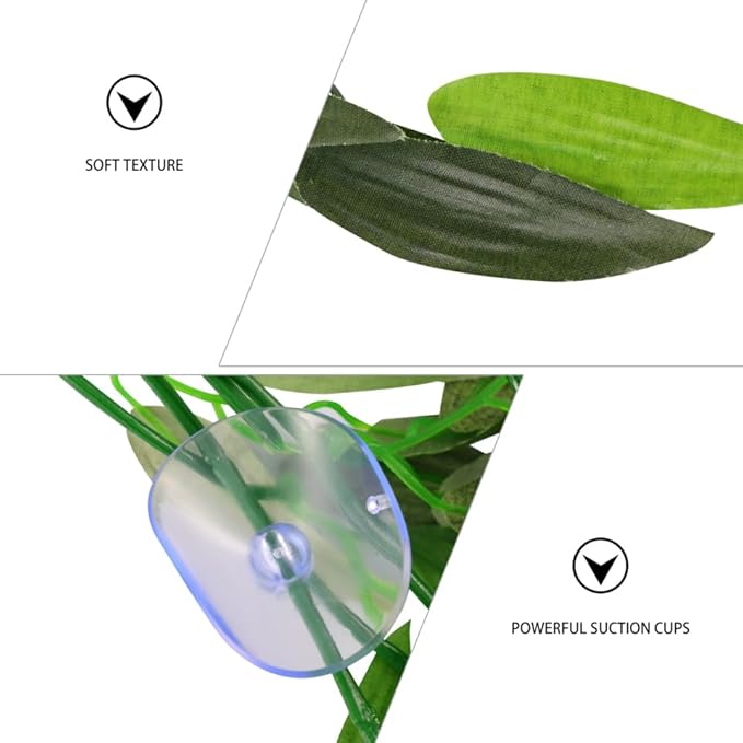 Artificial Aquarium Plants 2Pcs Realistic Rattan Plastic Fish Tank Decorations with Suction Cups for Freshwater and Saltwater Tanks Home Office Bar
