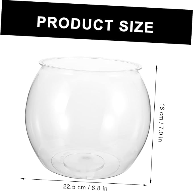 Transparent Fish Tank 7.87X7.87X6.69In Plastic Fish Bowl for Small Pets Goldfish Turtle Desktop Aquarium Decorative Micro Landscape Container