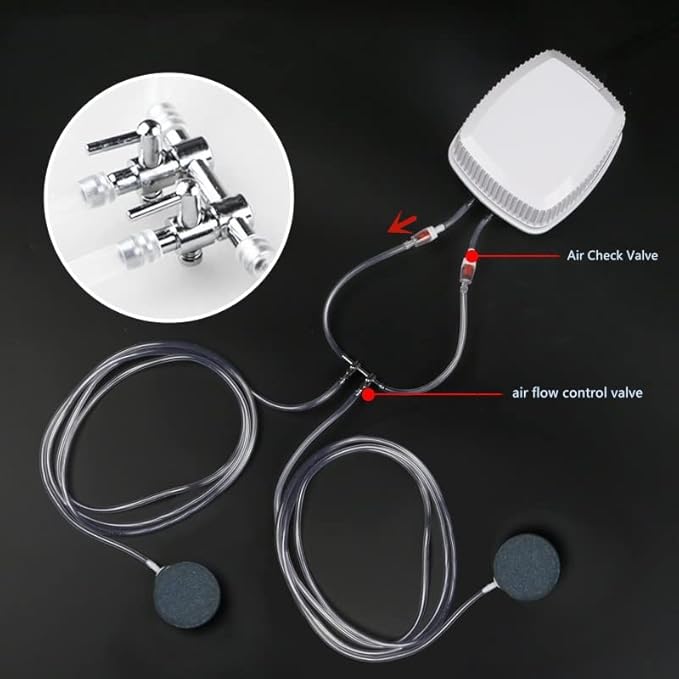 Aquarium Air Valve 2 Way Inline Manifold Air Flow Pump Tubing Splitter Lever Control Valve 4-Pack