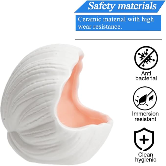 Aquarium Shell Shape Ceramic Cave Decoration, Fish House Conch Thematic Ornament for Betta Fish Passing or Hiding, Betta Tank 5.1inch Fish Tank Decoration (Pink, M)