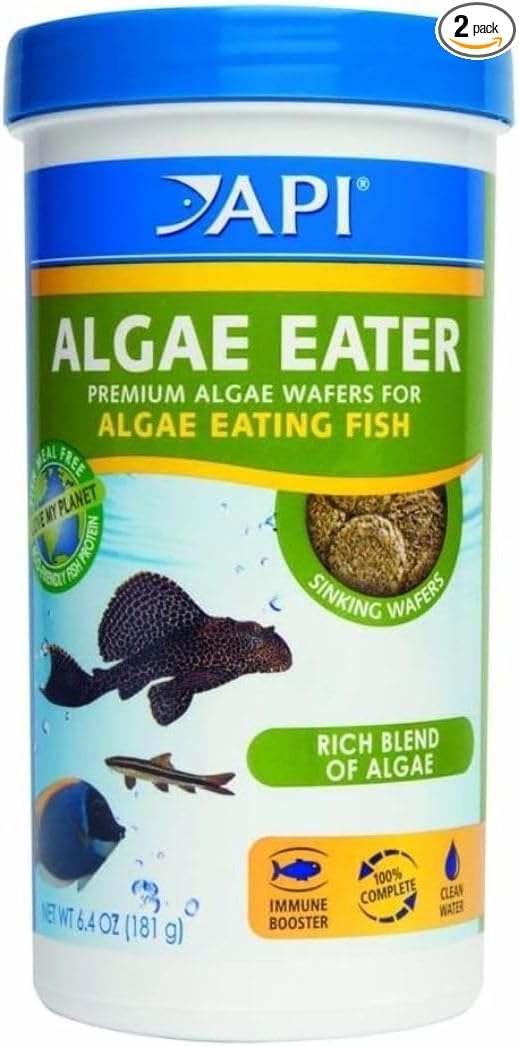 API Algae Eater Pea Protein Natural Pre-Biotic Algae Wafer with spirulina for Algae Eating Fish (6.4 Oz)