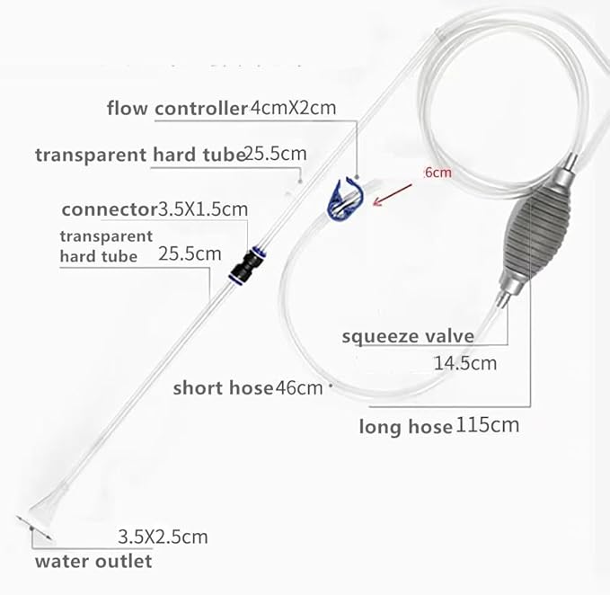 Fish Tank Cleaner and Aquarium Water Changer Siphon with a Thinner Water Tubing，Gravel Vacuum for Aquarium Kit，Perfect for Cleaning Small Fish Tank (Extrusion Type)