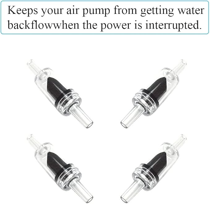 Air Pump Check Valves 4mm One Way for Aquarium Fish Tank Pump No Backflow Water Prevent Siphon Flood No Noise Fit Line Tube Hose Red Black Clear Plastic 16Pcs