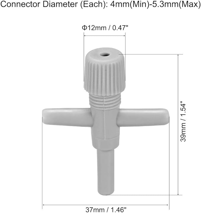 uxcell Aquarium Air Valve Cross Shaped 3 Way Air Pump Control Valves for Fish Tank Plastic Gray 20Pcs