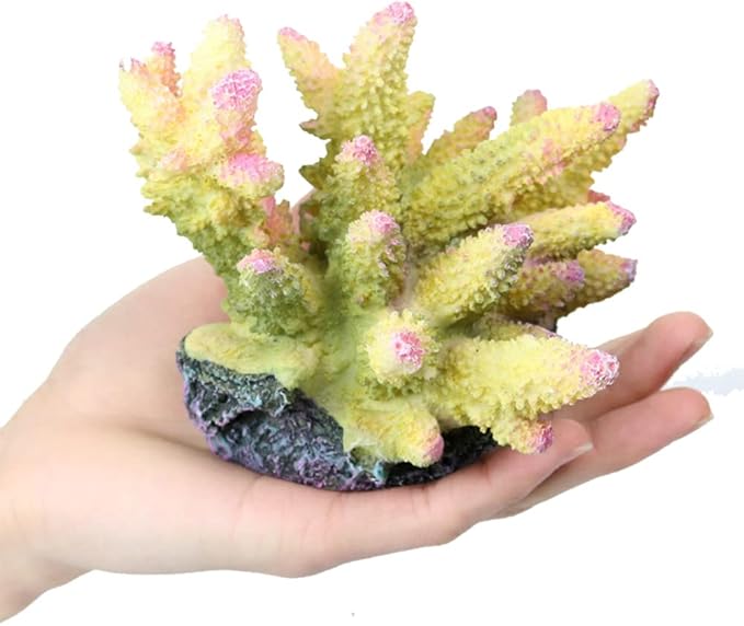 Artificial Coral Lifelike Aquarium Reef Fish Tank Landscaping Ornament for Aquarium Decoration 1PCS (Yellow)