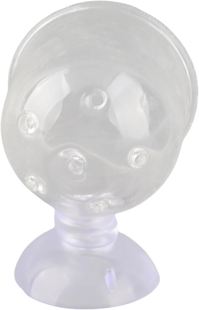 Fish Food Feeder with Suction Cup, Transparent Fish Tank Feeding Cup with Glass Hole, Sturdy Aquarium Live Feeder Container Accessory for Feeding Small Tropical Fishes