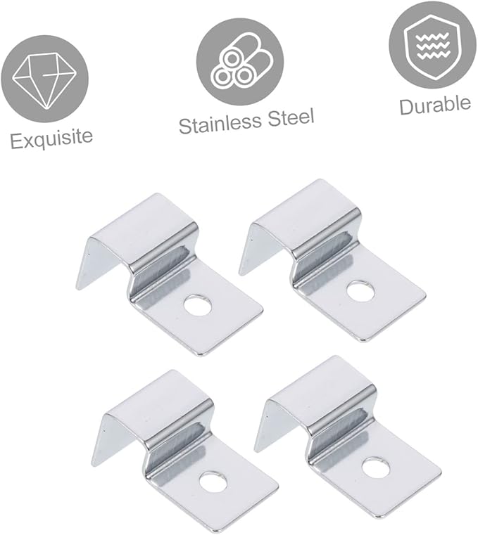 Kisangel 20pcs Stainless Steel Fish Tank Lid Support Clips Aquarium Glass Cover Brackets for Thick Glass Wear-Resistant Design for Easy Cleaning and Maintenance