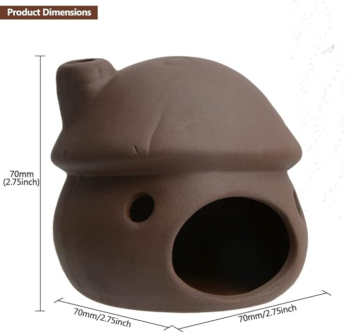 Aquarium Decor Ceramic Mushroom House Ornament Fish Tank Landscape Decoration Pottery Hide Cave Habitat Hut Small Shrimp for Goldfishes to Rest Breed Hiding (Brown)