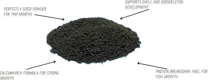 Wpc-Co. Fish Fry Food - High Protein Powder for Live Baby Tropical Fish - Powdered Feed for Herbivore and Carnivore Newborn Fish - Calcium-Rich Formula for Aquarium Snails and Live Shrimp