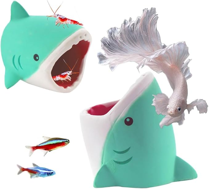 DQITJ 2 Pack Aquarium Decoration Shark Head Shape Resin Fish Tank Ornament for Fish Shrimp Breeding Hideout Cave