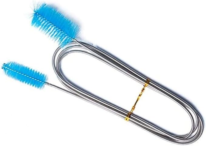 Aquarium Filter Brush Flexible Double Ended Bristles Hose Pipe Cleaner Stainless Steel Long Tube Cleaning Brush for Fish Tank or Home Kitchen (Sky Blue)