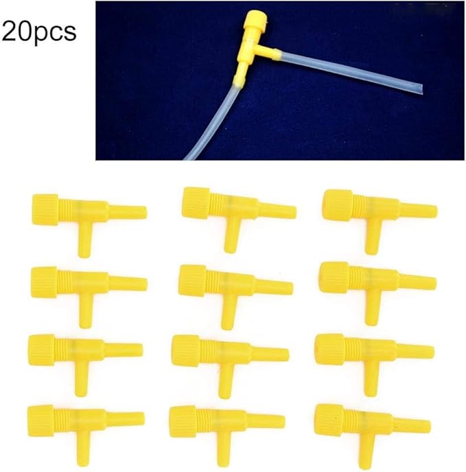 Zerodis 20Pcs Aquarium Airflow Control Valve, Plastic Fish Air Pump Regulating Valves Aquarium Accessories for 4mm Tube